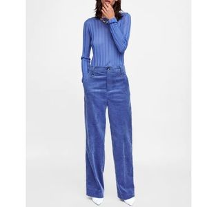 Zara High Waisted Velveteen Straight Leg Pants M